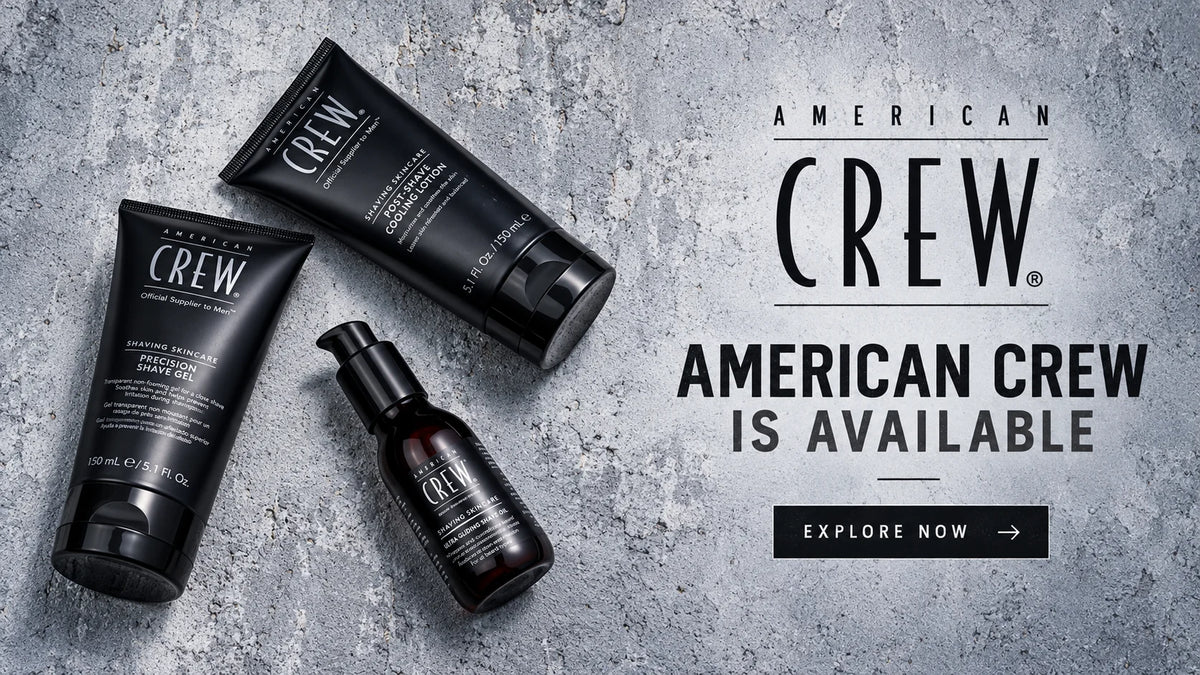 American Crew shaving skincare — Precision Shave Gel, Post-Shave Cooling Lotion and Ultra Gliding Shave Oil