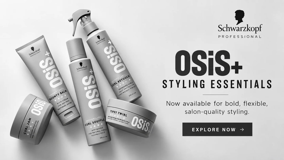Schwarzkopf Professional OSIS+ styling essentials — Curl Jam, Bounty Balm, Curl Soufflé, Curl Retouch and Tipsy Twirl